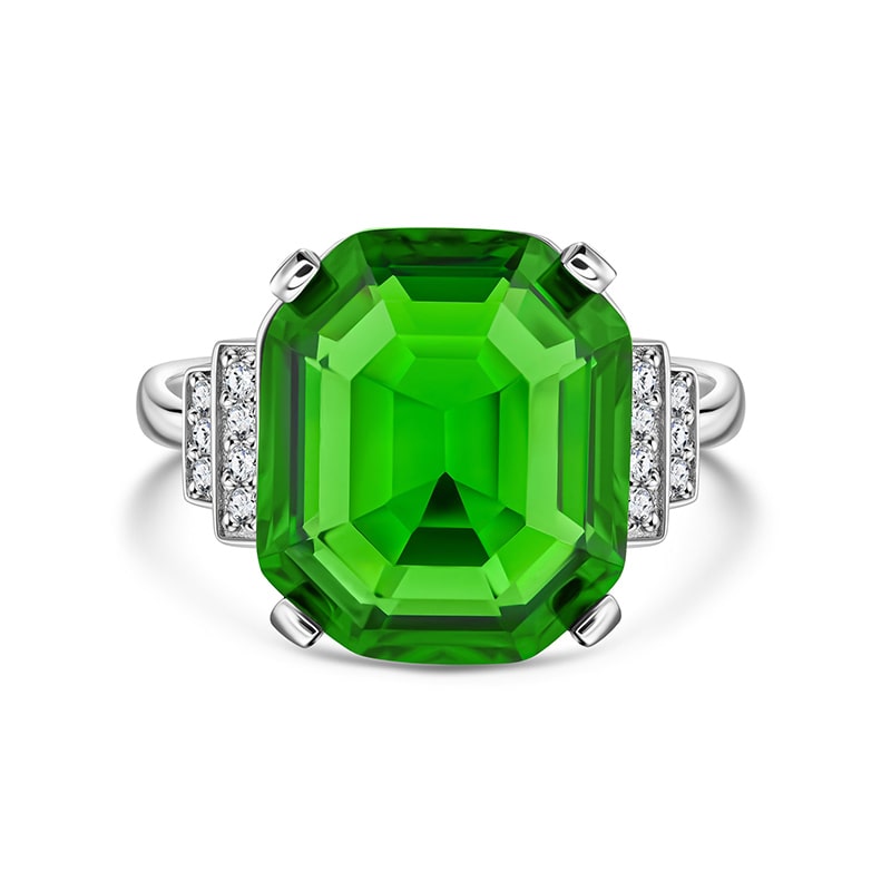 Fancy Elevation Helenite & Diamond Ring